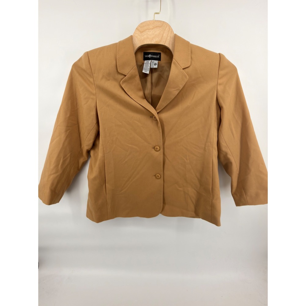 Vintage Sag Harbor 100% Wool Blazer Womens 18 Camel‎ Grandmacore Academia Jacket